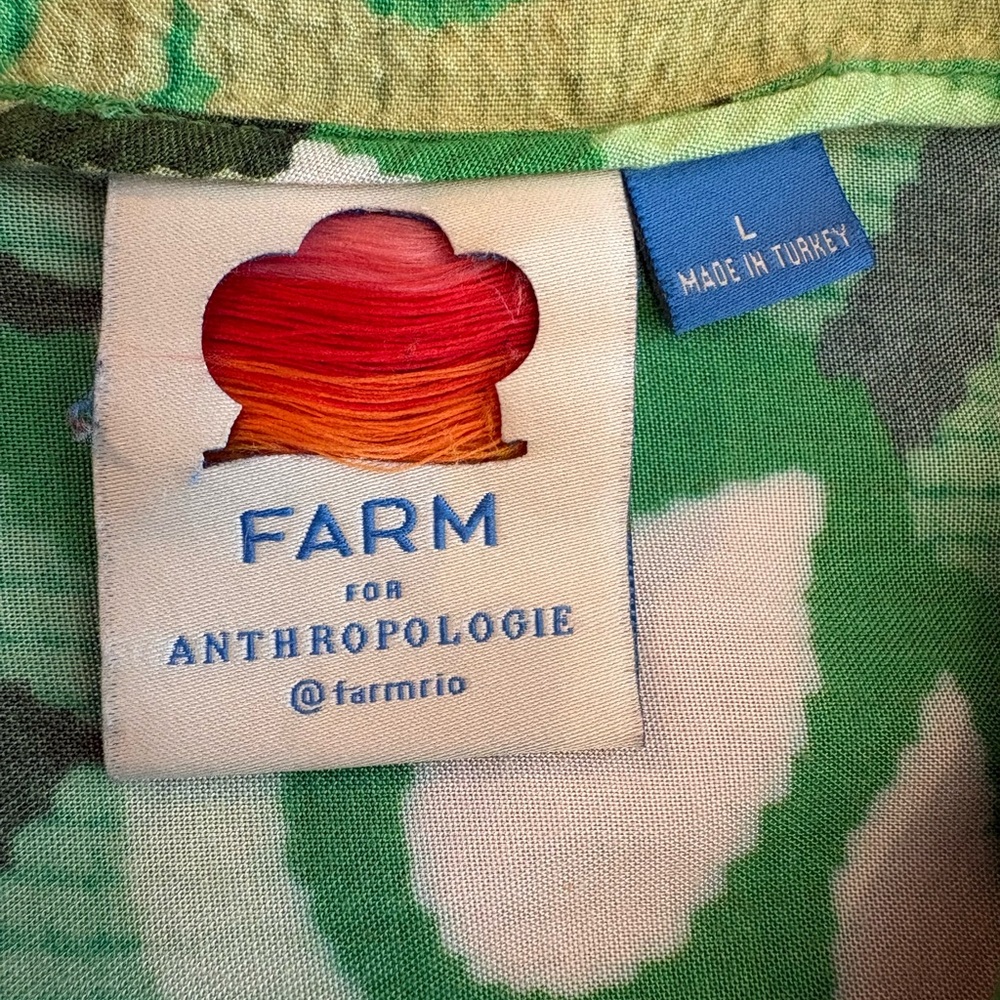 Anthro FARM Rio Green Floral Midi Skirt Size L Boho Tropical Print - Picture 4 of 11